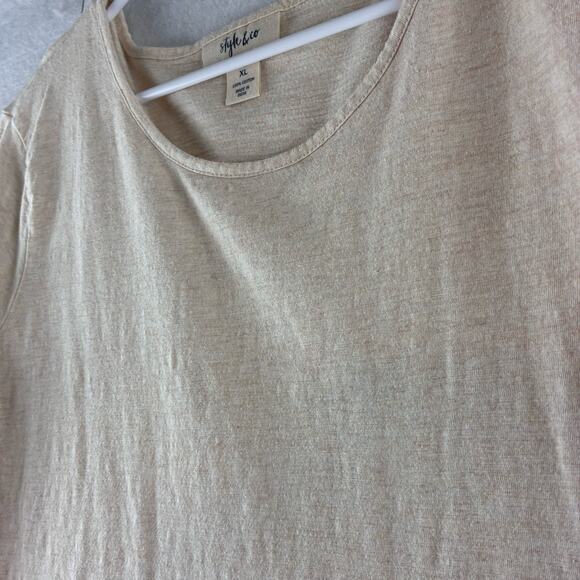 Style &Co Blouse 3/4 Bell Sleeve Peasant Boho Cottage Neutral Staple Feminine XL - Picture 4 of 11